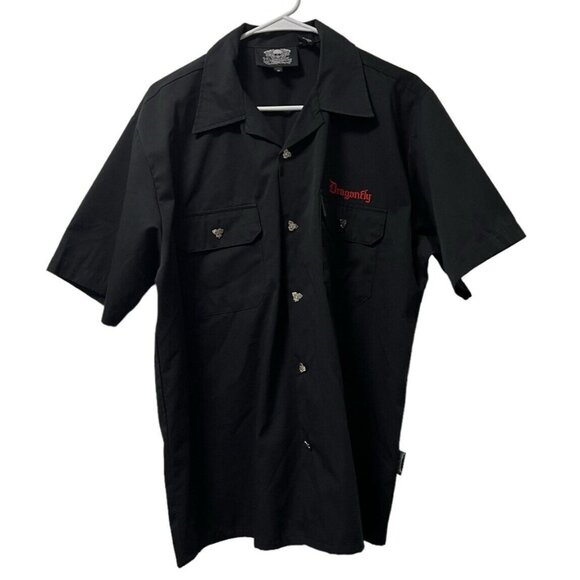 Dragonfly American Dream Men Short Sleeve Button Down Size Medium Biker American - Picture 2 of 14